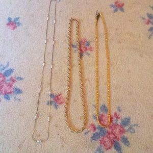 Mid to long vintage gold look necklace bundle